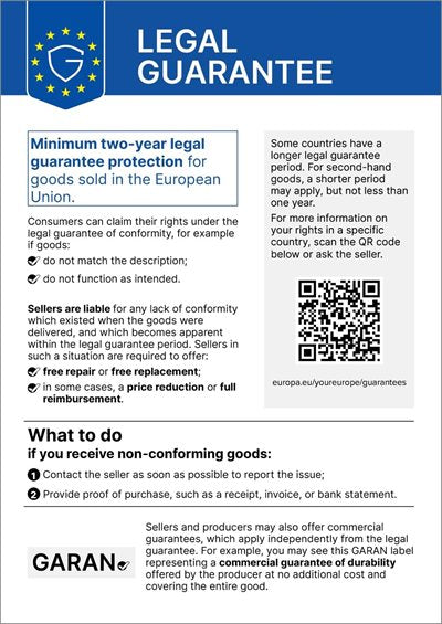 EU harmonised notice: minimum two-year legal guarantee of conformity
